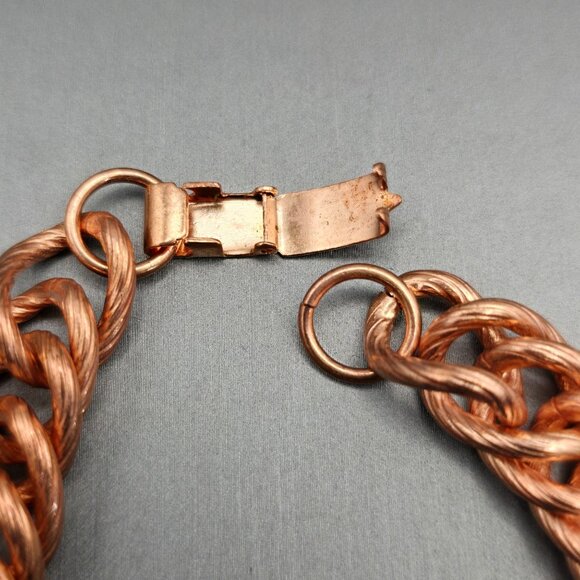 VTG Solid Copper Chunky Ribbed Cuban Chain 11.5 mm Bracelet 8.5" Snap Clasp 60g - Picture 4 of 8